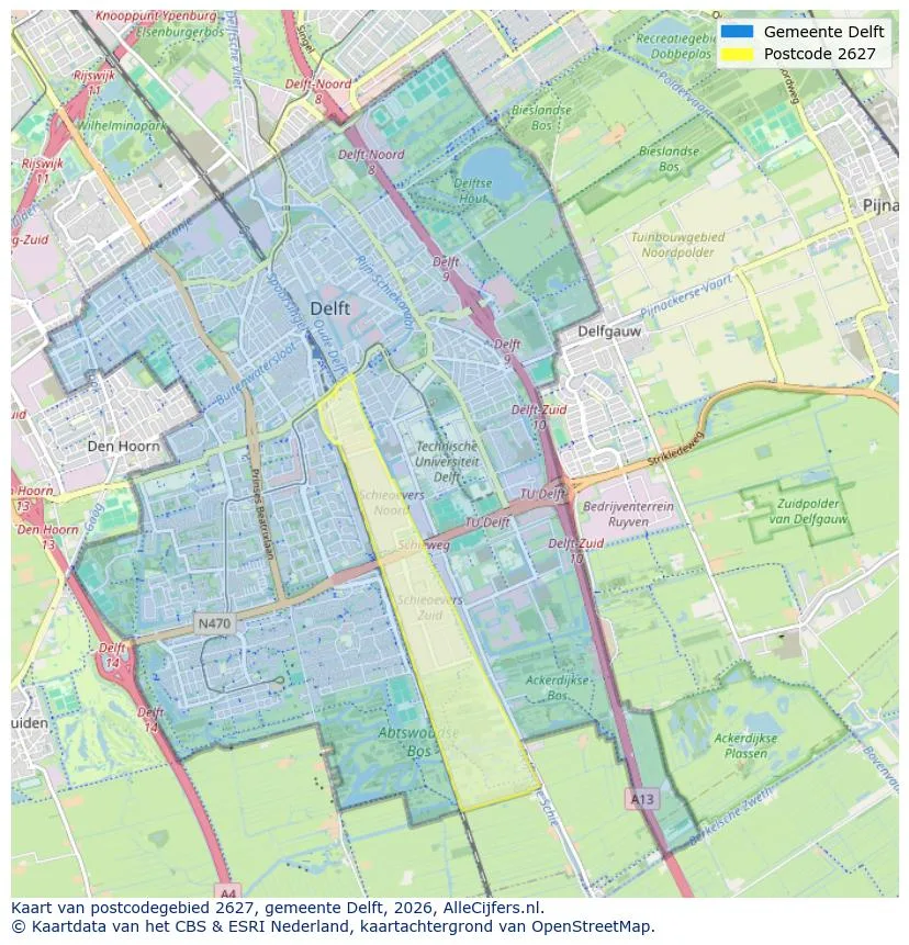 Postcodekaart voor 2627