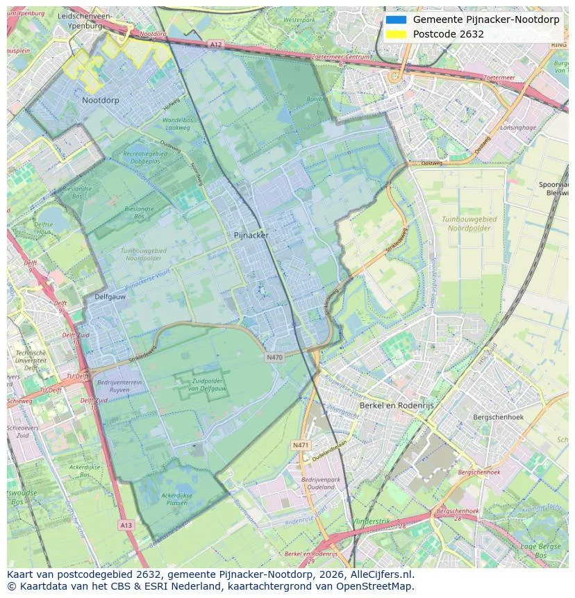 Postcodekaart voor 2632