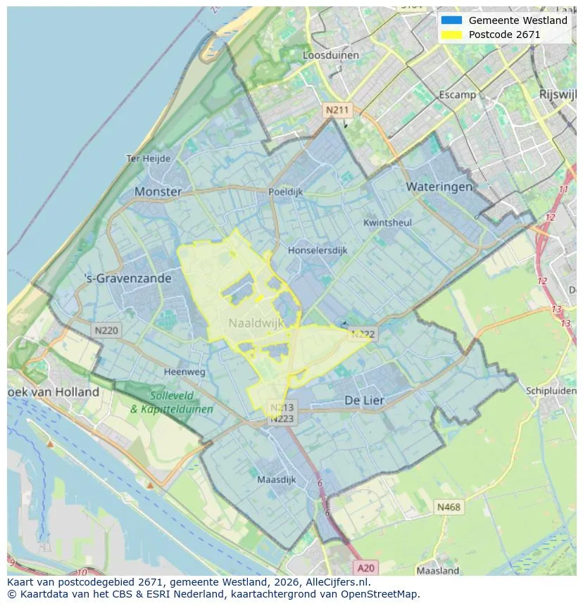 Postcodekaart voor 2671