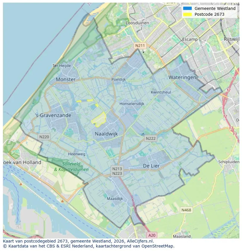 Postcodekaart voor 2673