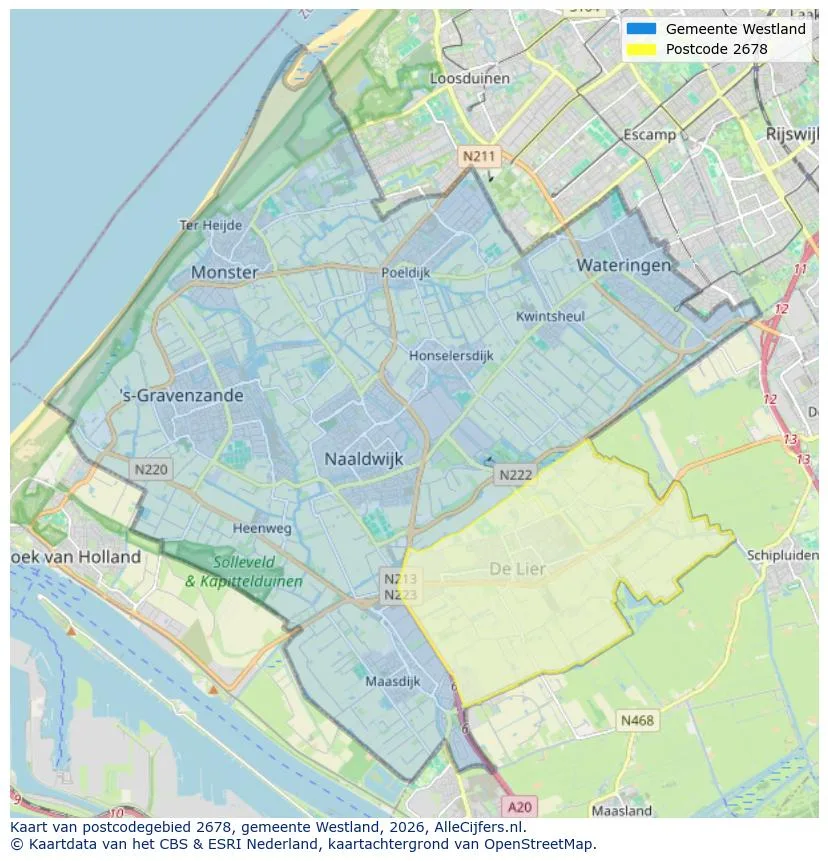 Postcodekaart voor 2678