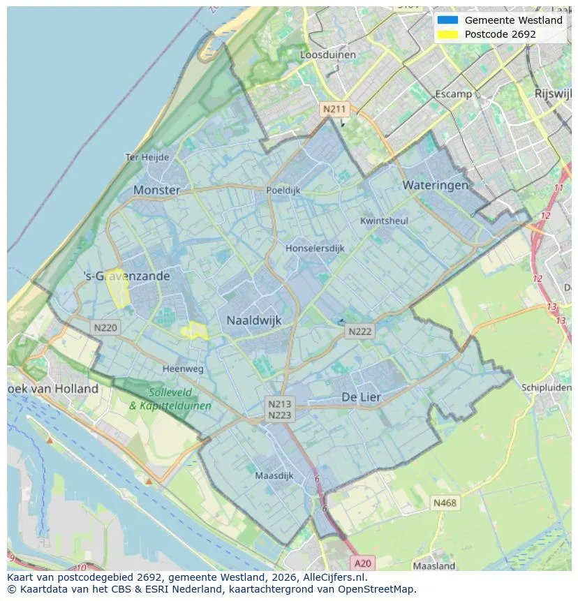 Postcodekaart voor 2692