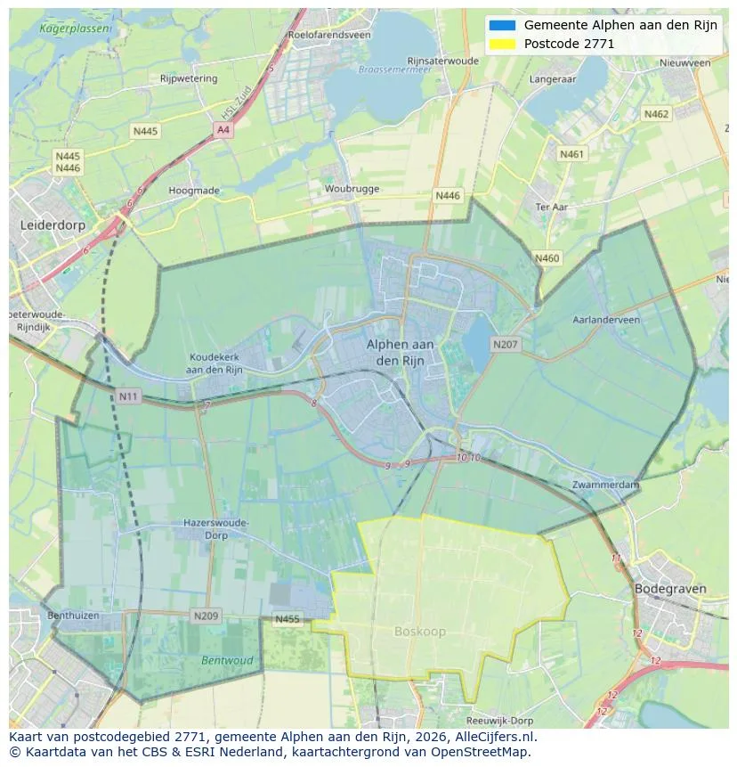 Postcodekaart voor 2771