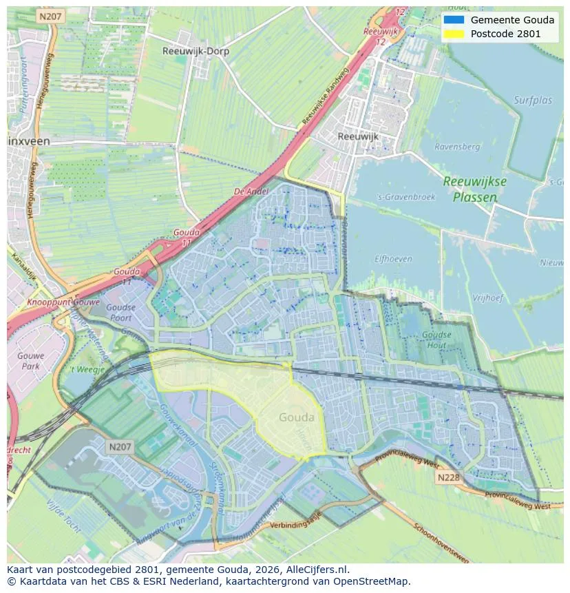 Postcodekaart voor 2801