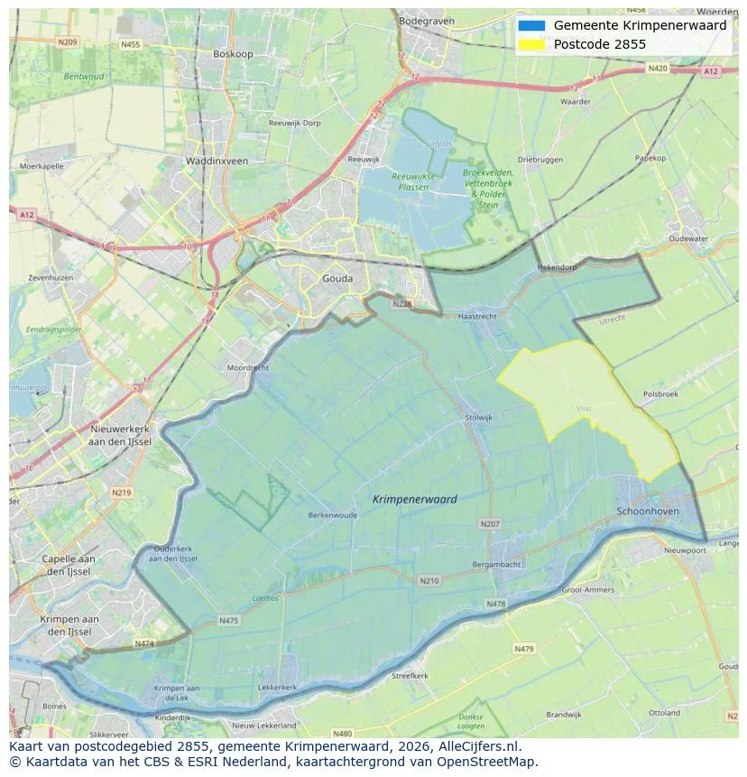 Mapa de códigos postales para 2855