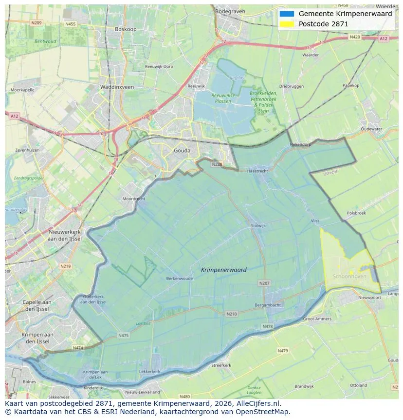 Postcodekaart voor 2871