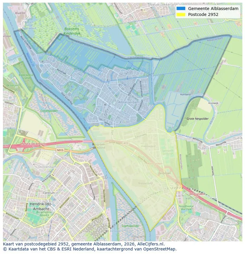 Postcodekaart voor 2952