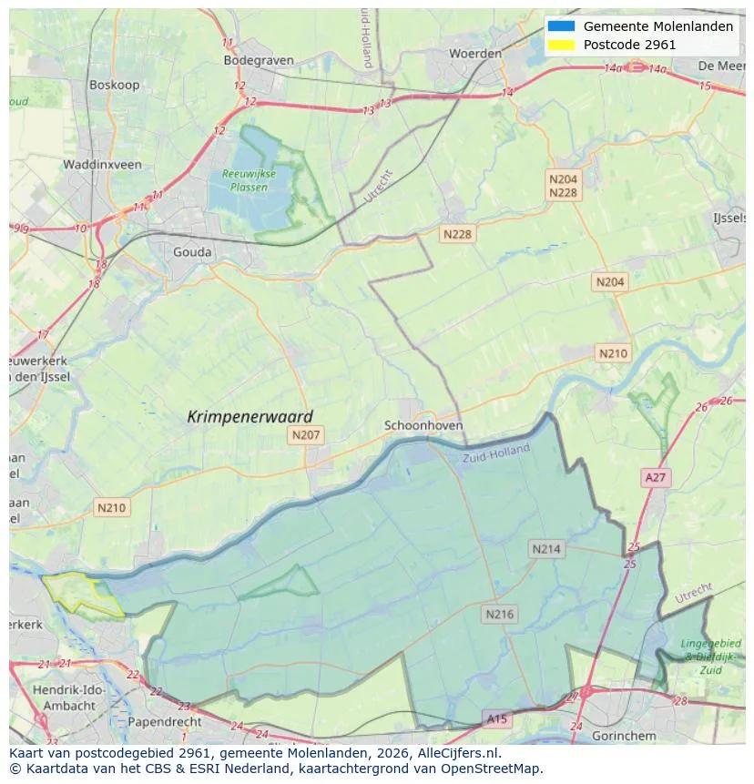 Postcodekaart voor 2961