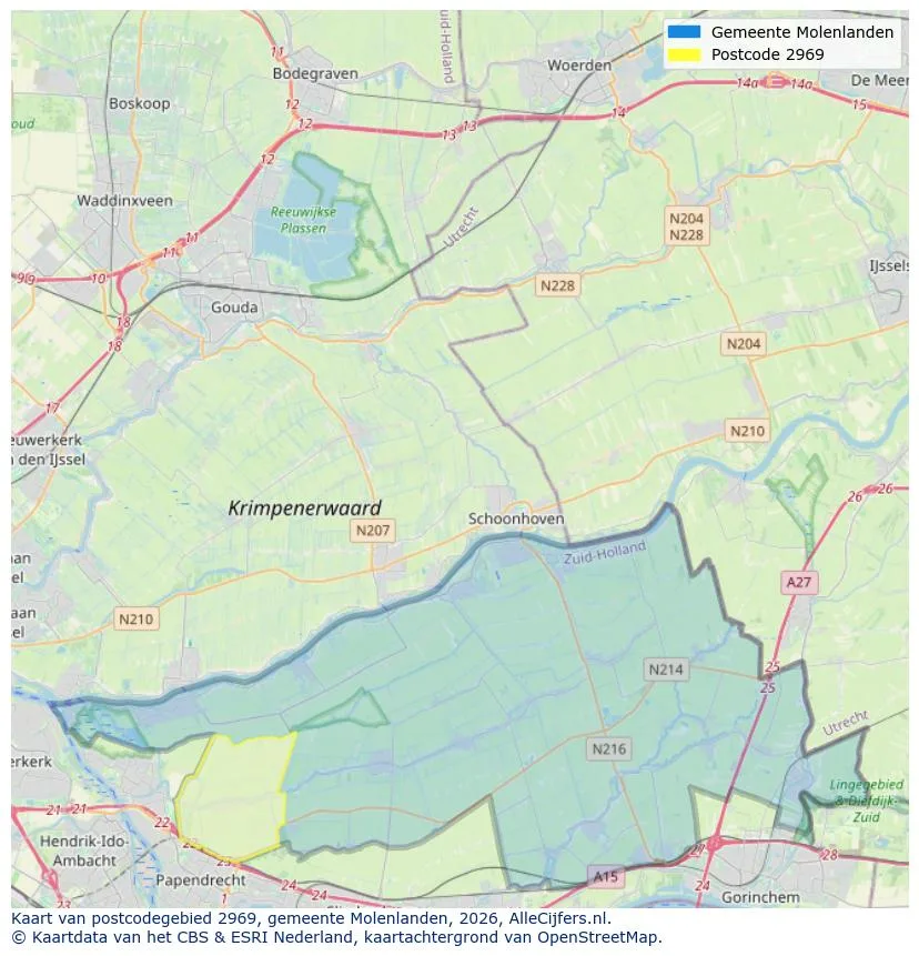Postcodekaart voor 2969