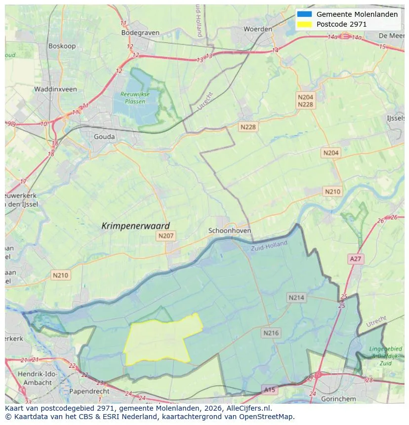 Postcodekaart voor 2971