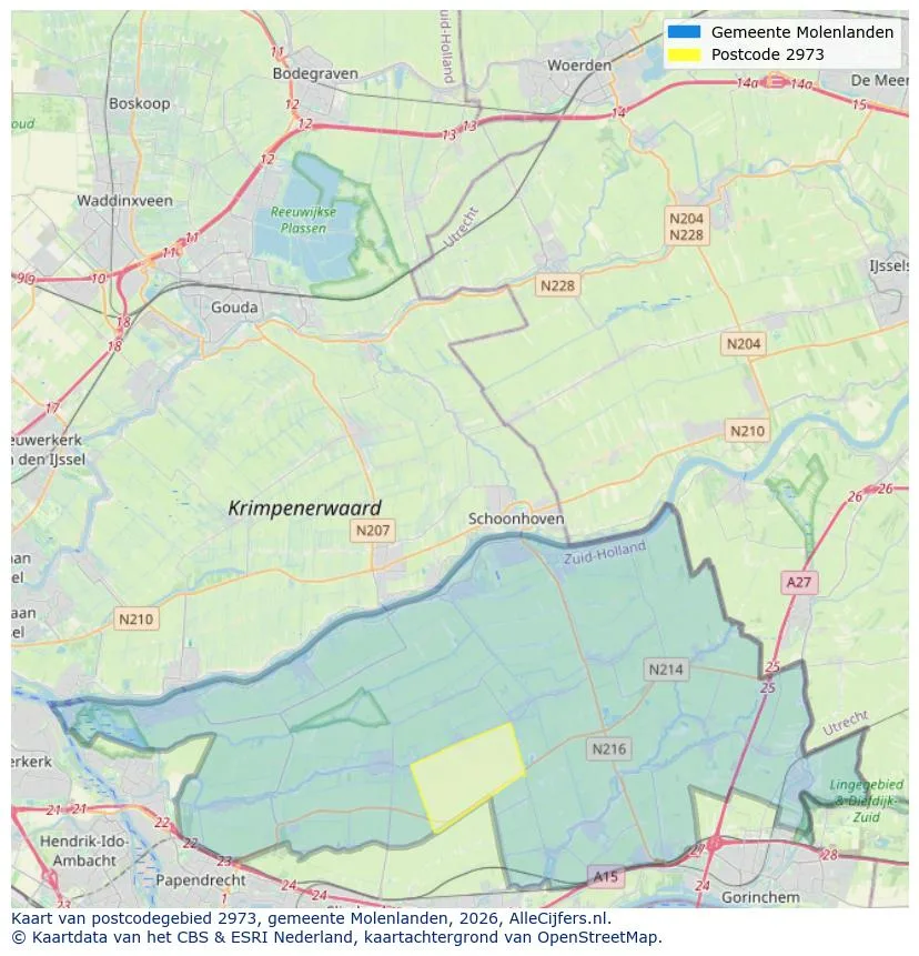 Postcodekaart voor 2973