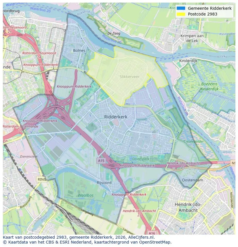 Postcodekaart voor 2983