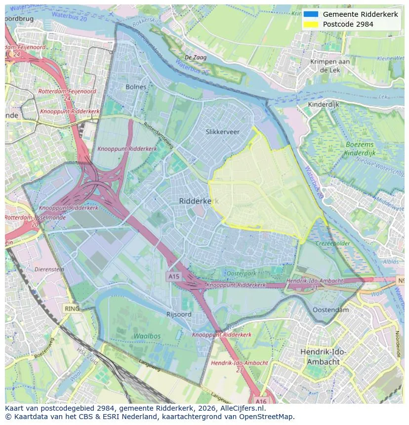 Postcodekaart voor 2984