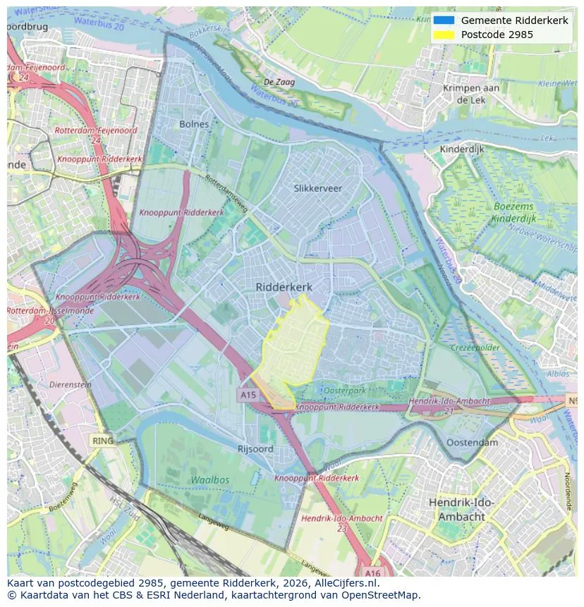 Postcodekaart voor 2985