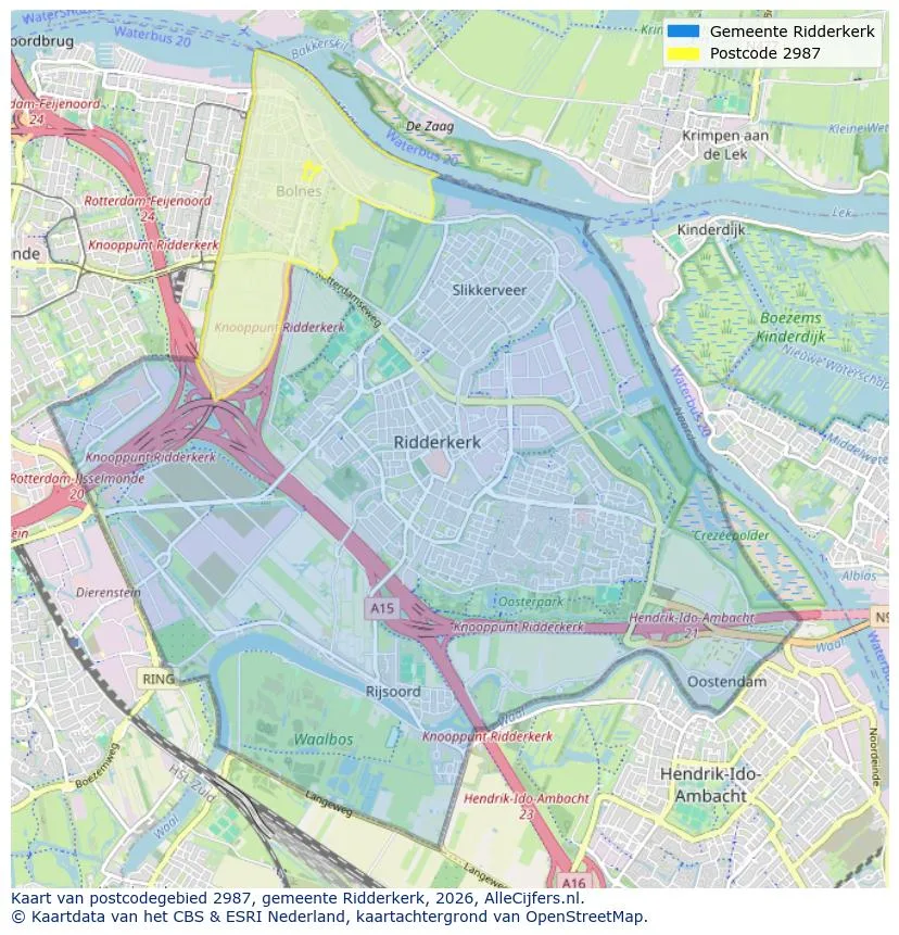 Postcodekaart voor 2987