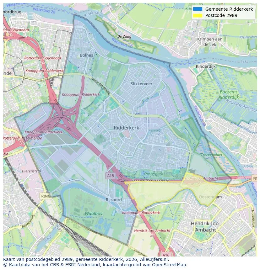 Postcodekaart voor 2989