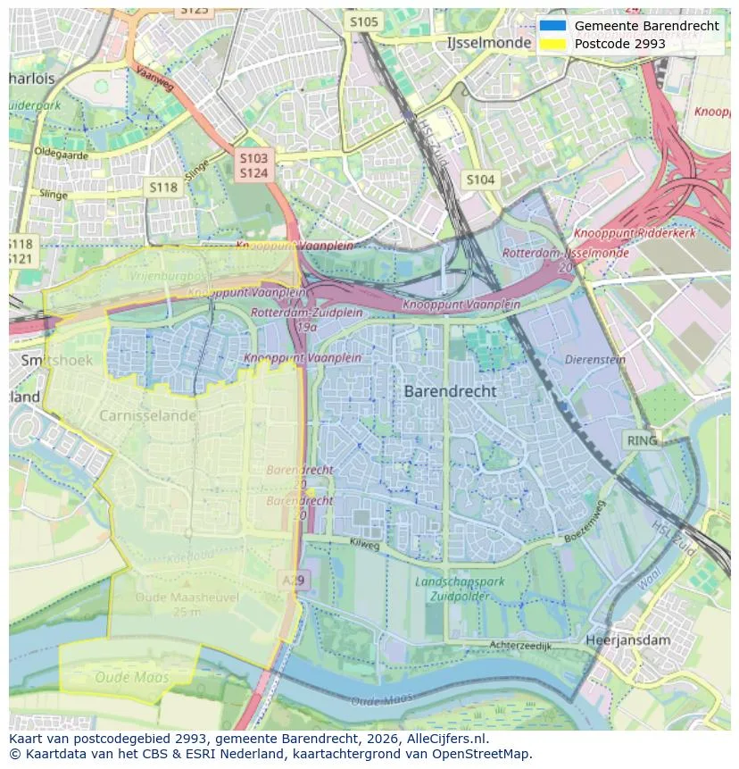 Postcodekaart voor 2993