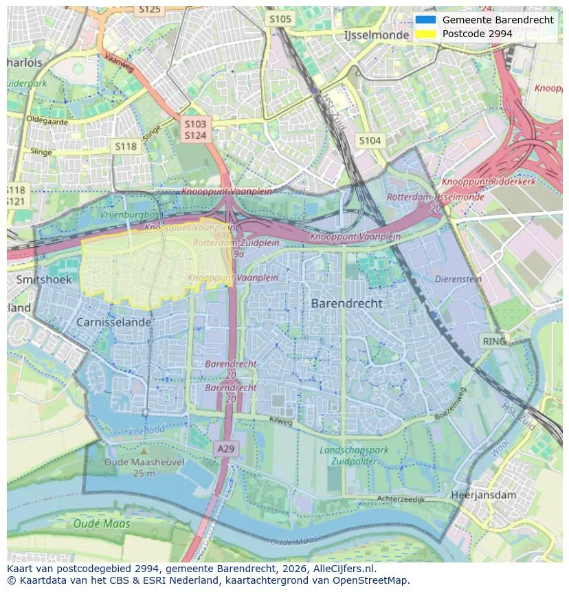 Postcodekaart voor 2994