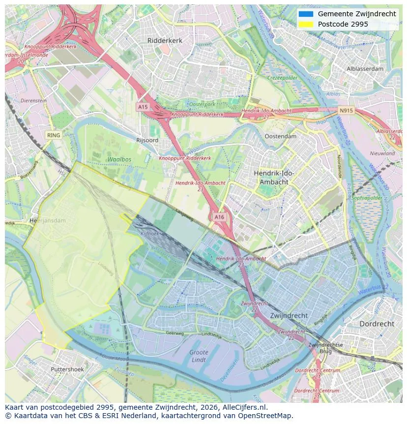Postcodekaart voor 2995