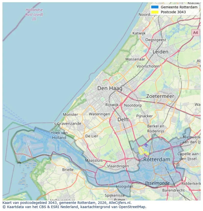 Mapa de códigos postales para 3043