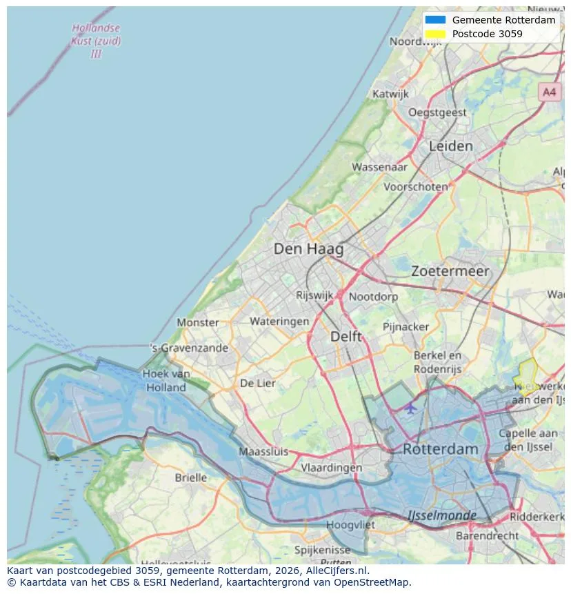 Postcodekaart voor 3059