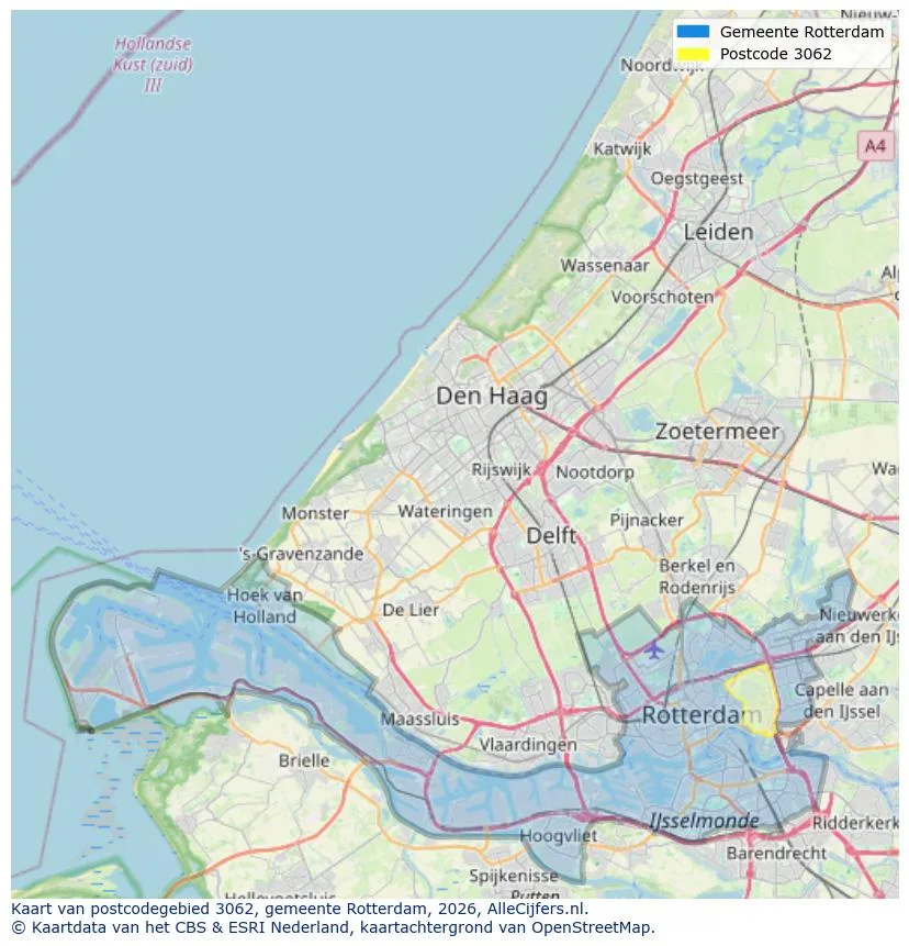 Postcodekaart voor 3062