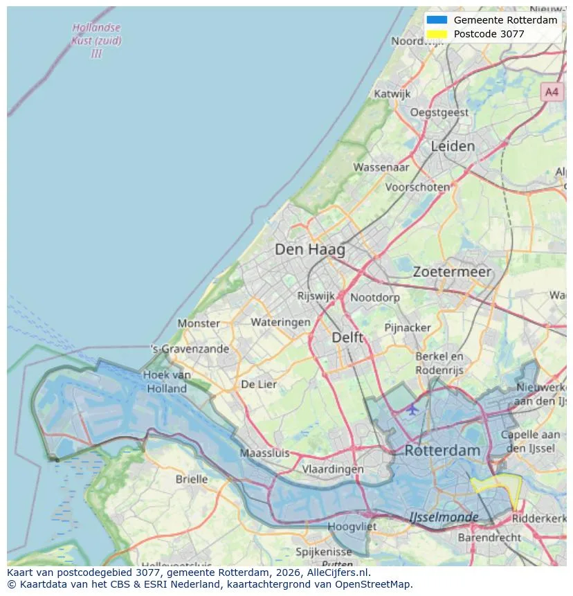Postcodekaart voor 3077