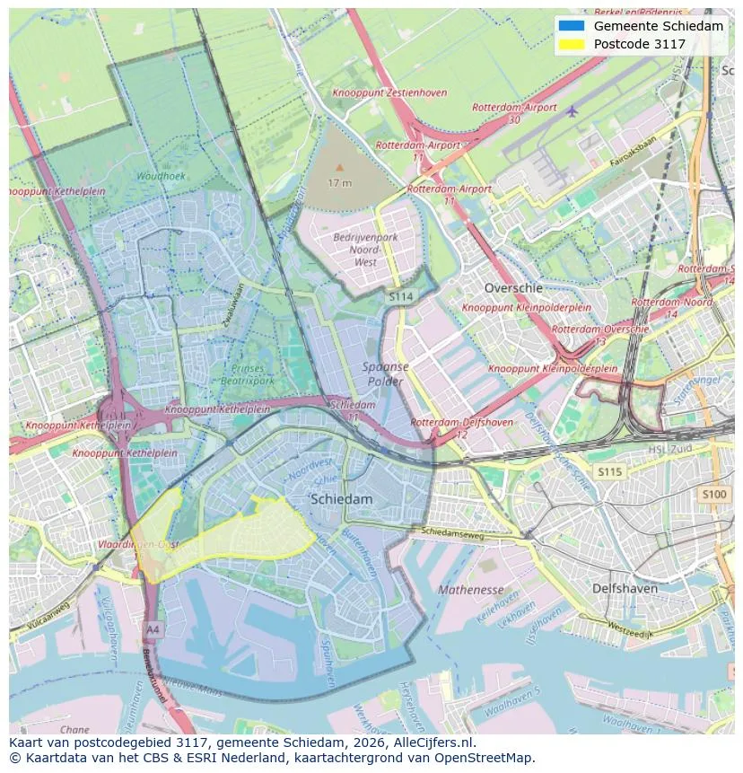 Postcodekaart voor 3117