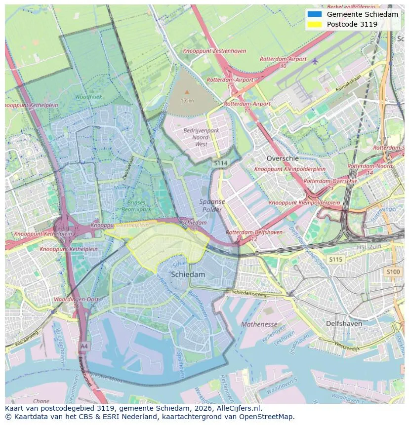 Postcodekaart voor 3119