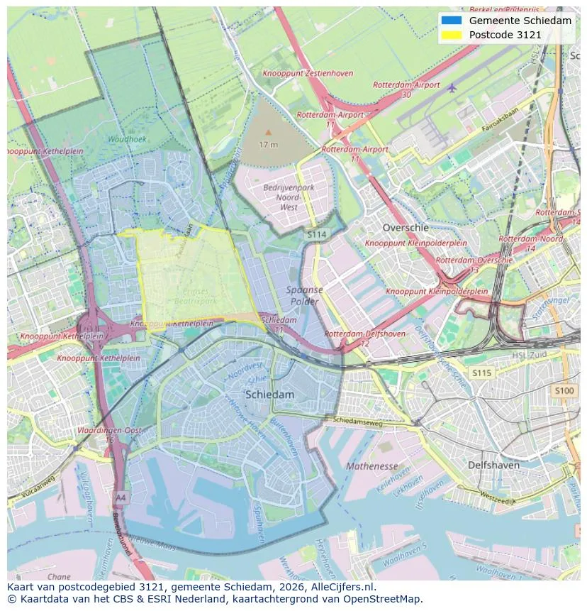 Postcodekaart voor 3121