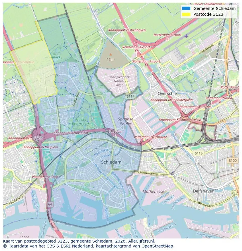 Postcodekaart voor 3123