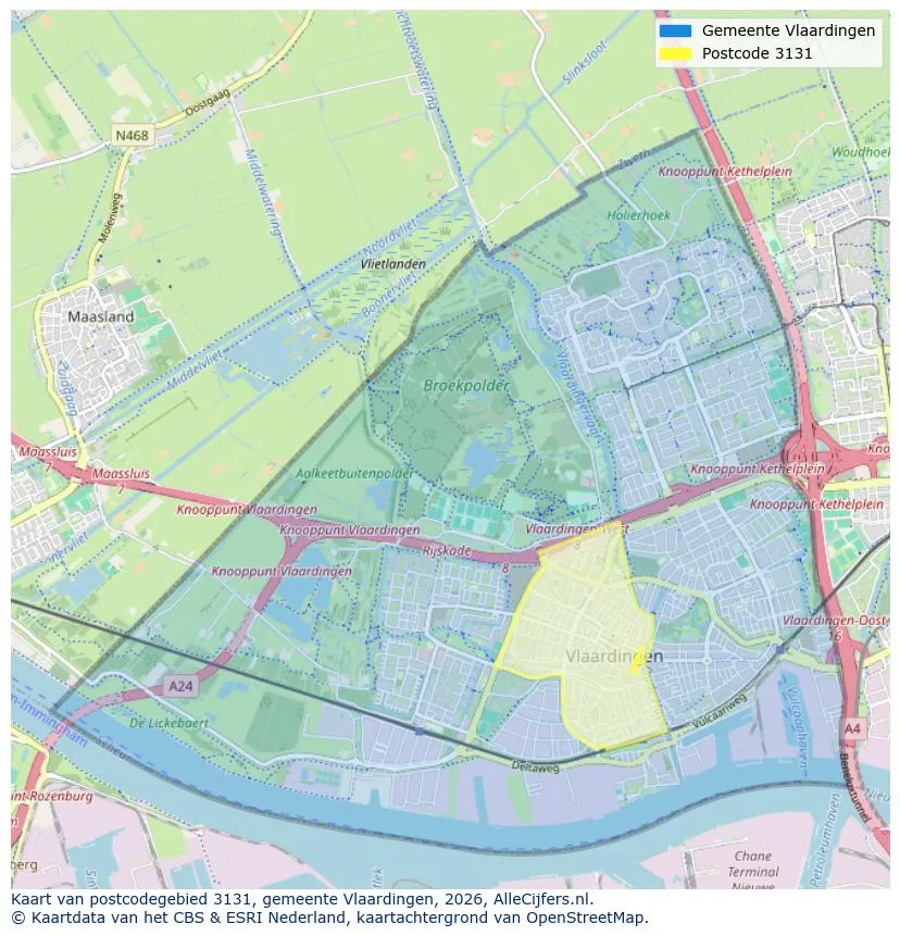 Postcodekaart voor 3131
