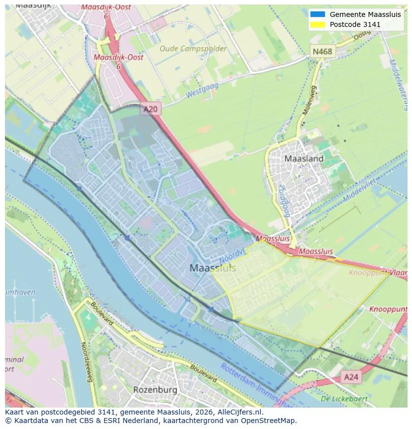 Postcodekaart voor 3141