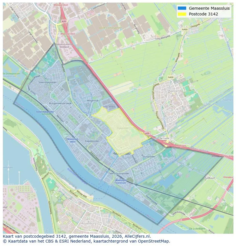 Postcodekaart voor 3142