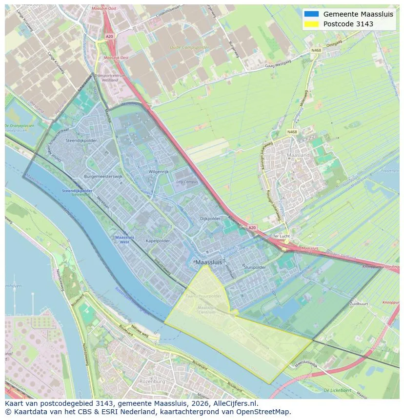 Postcodekaart voor 3143