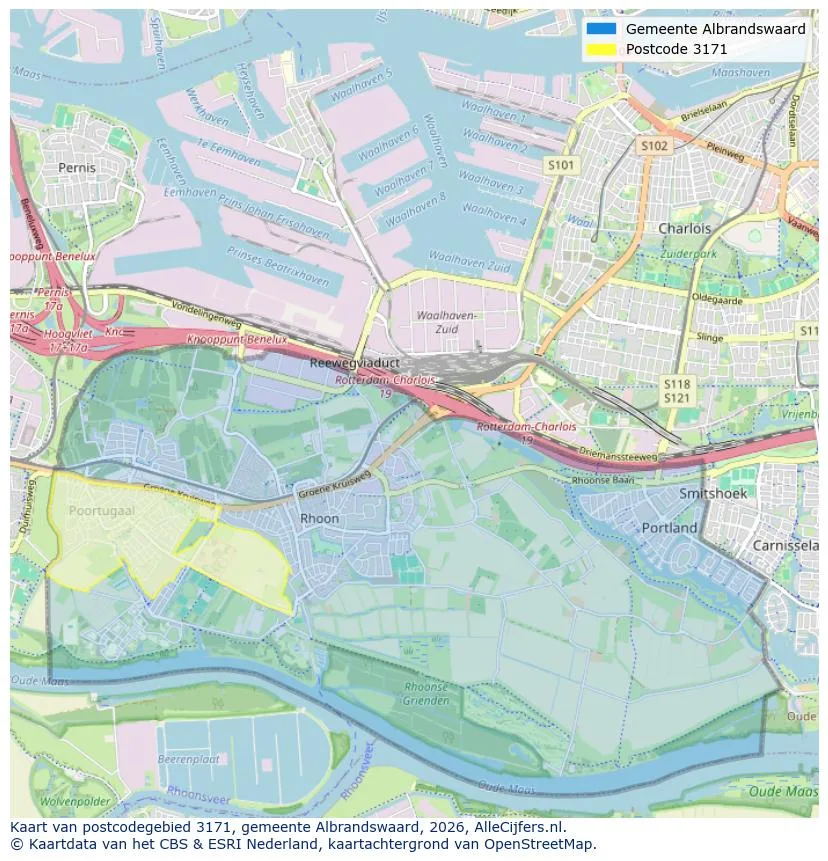 Postcodekaart voor 3171
