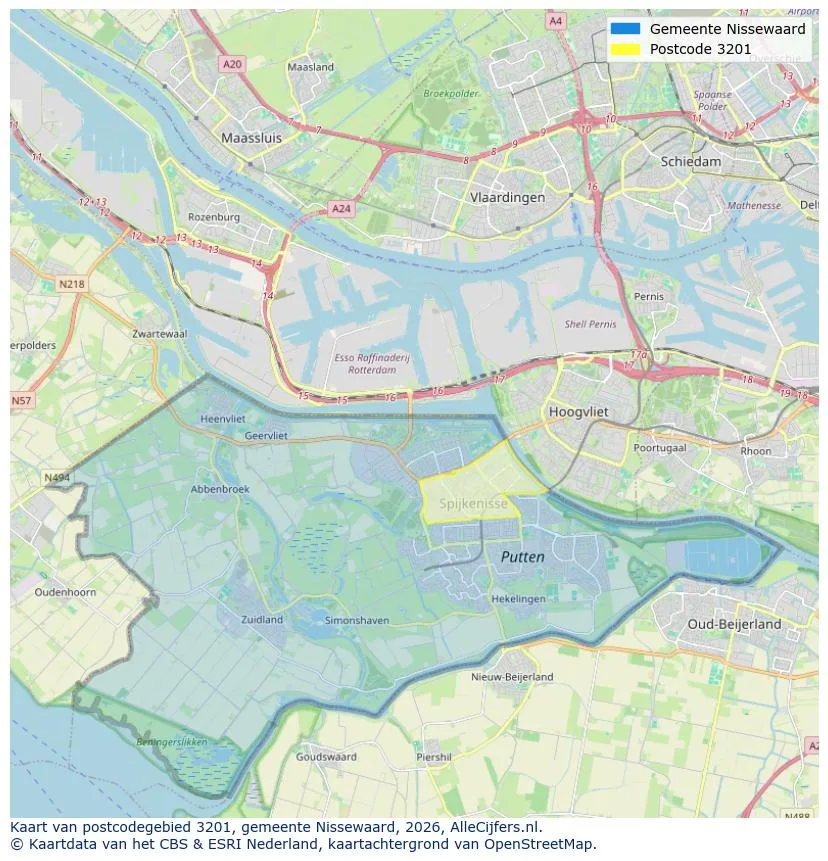 Postcodekaart voor 3201