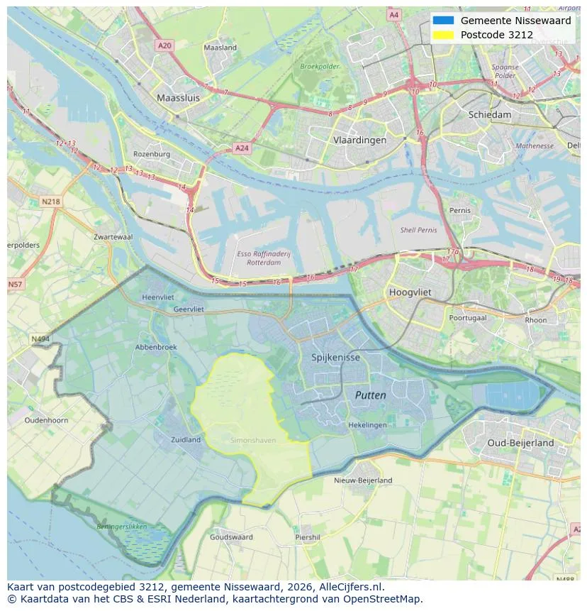 Postcodekaart voor 3212