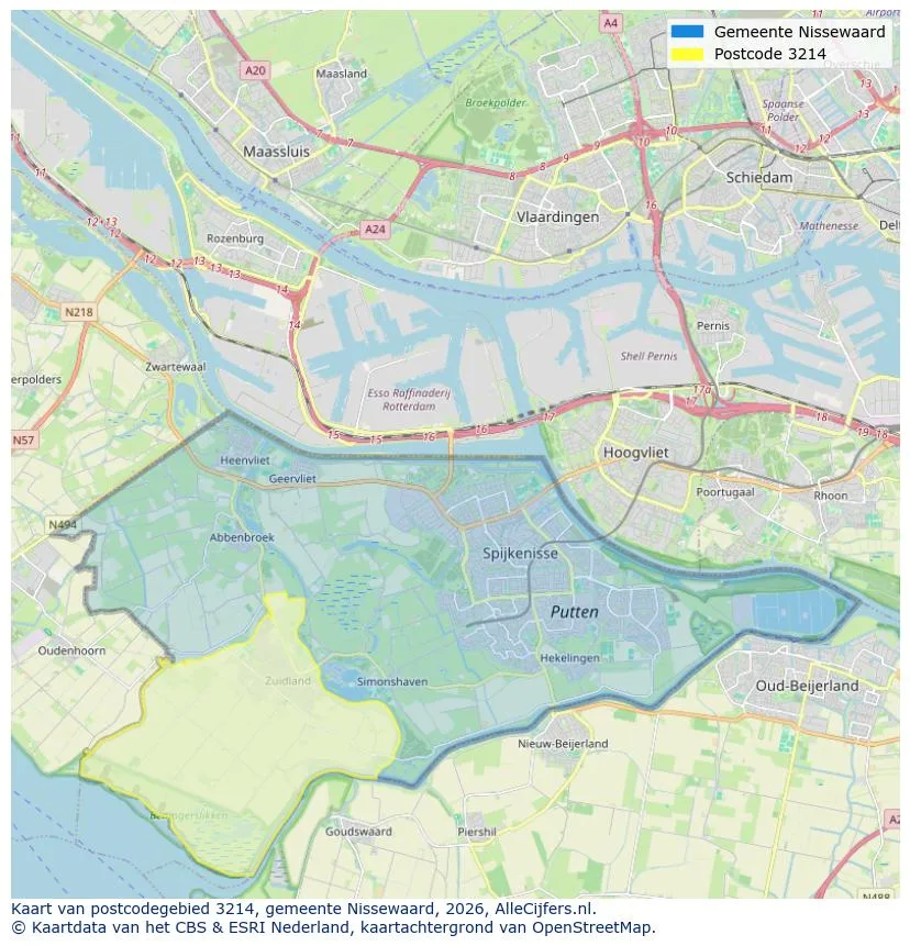 Postcodekaart voor 3214