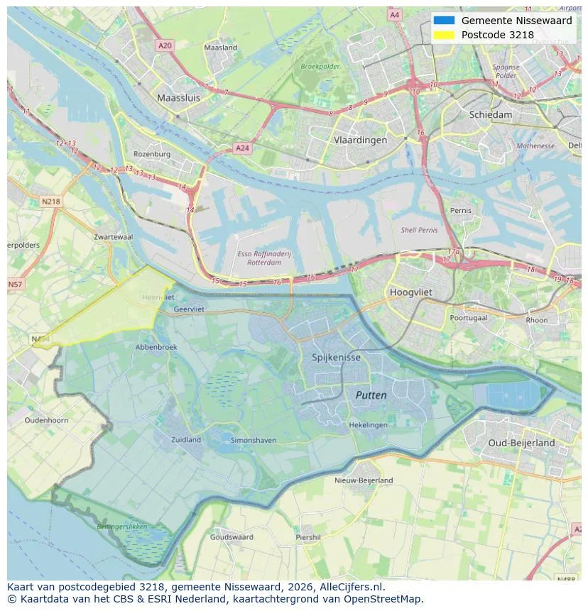 Postcodekaart voor 3218