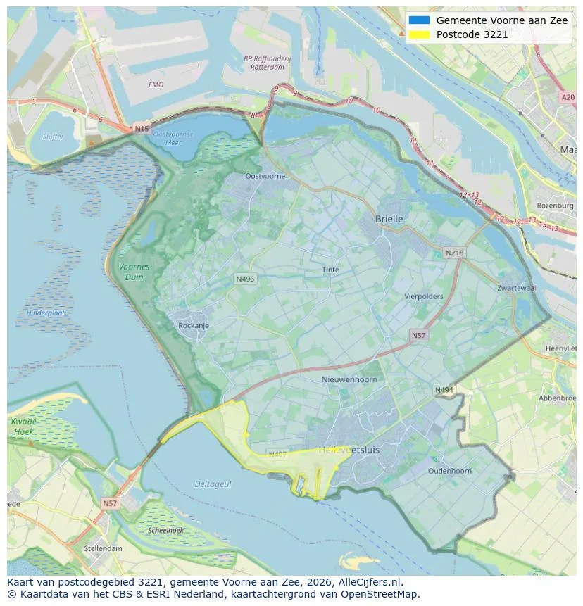 Postcodekaart voor 3221