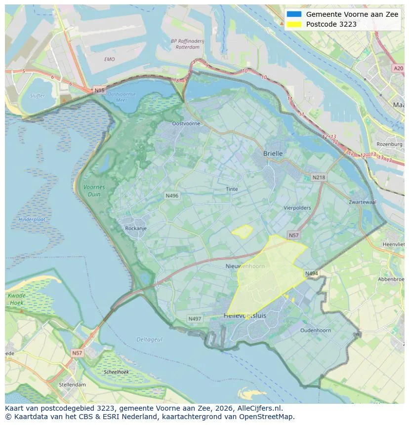 Postcodekaart voor 3223