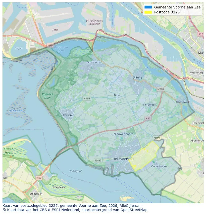 Postcodekaart voor 3225
