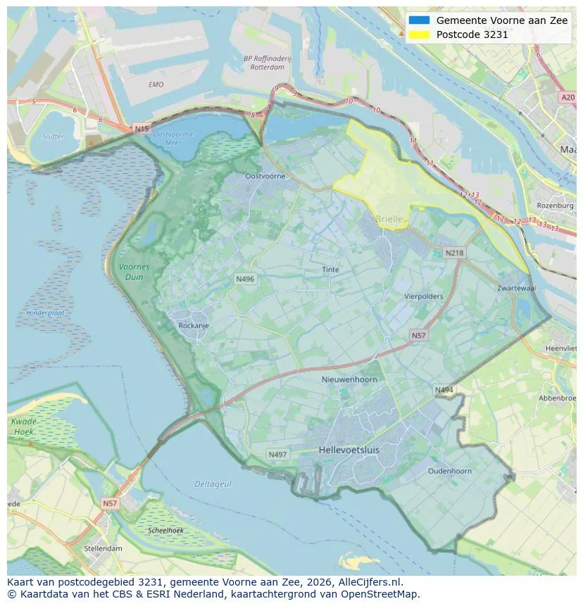 Postcodekaart voor 3231
