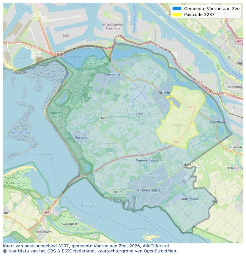 Postcodekaart voor 3237