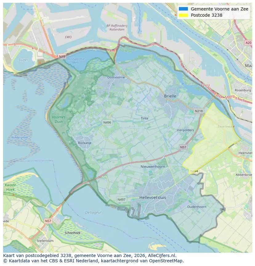 Postcodekaart voor 3238