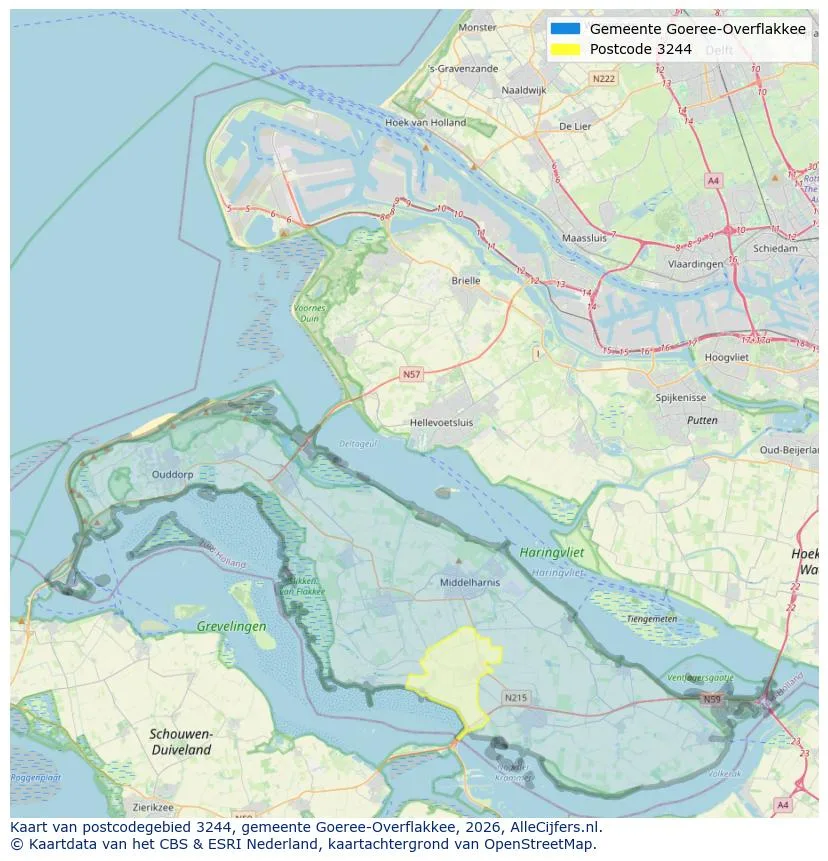 Postcodekaart voor 3244