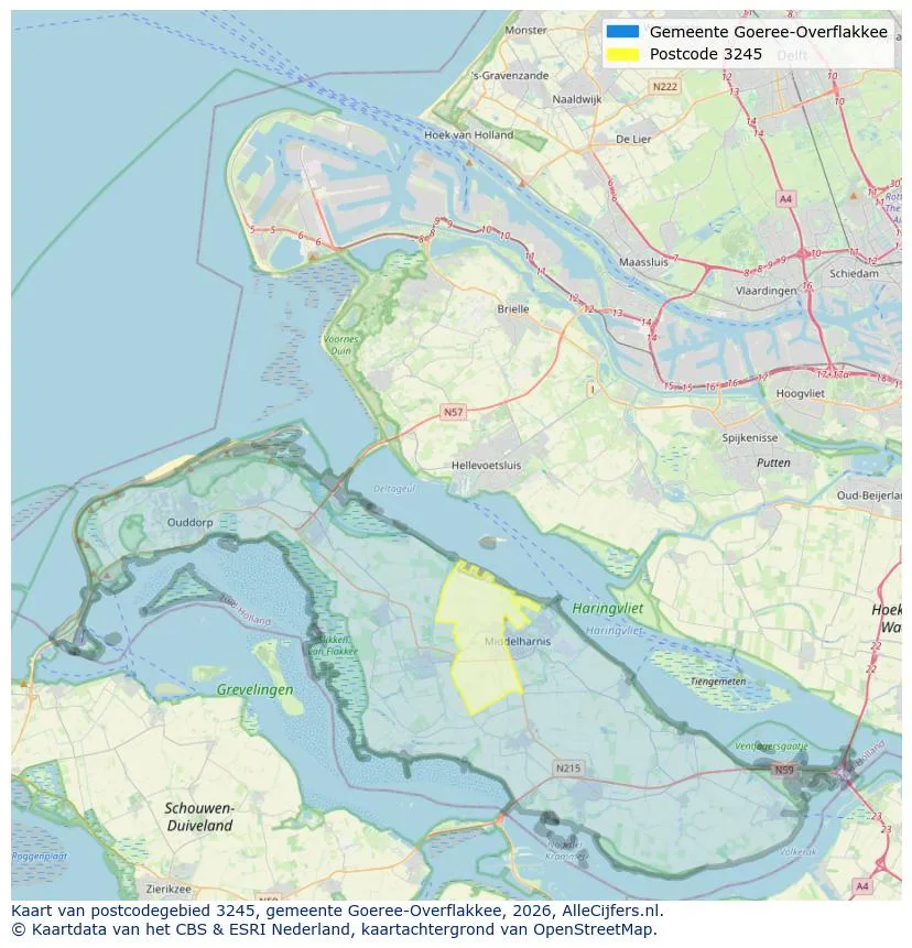 Postcodekaart voor 3245