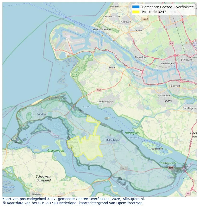 Postcodekaart voor 3247