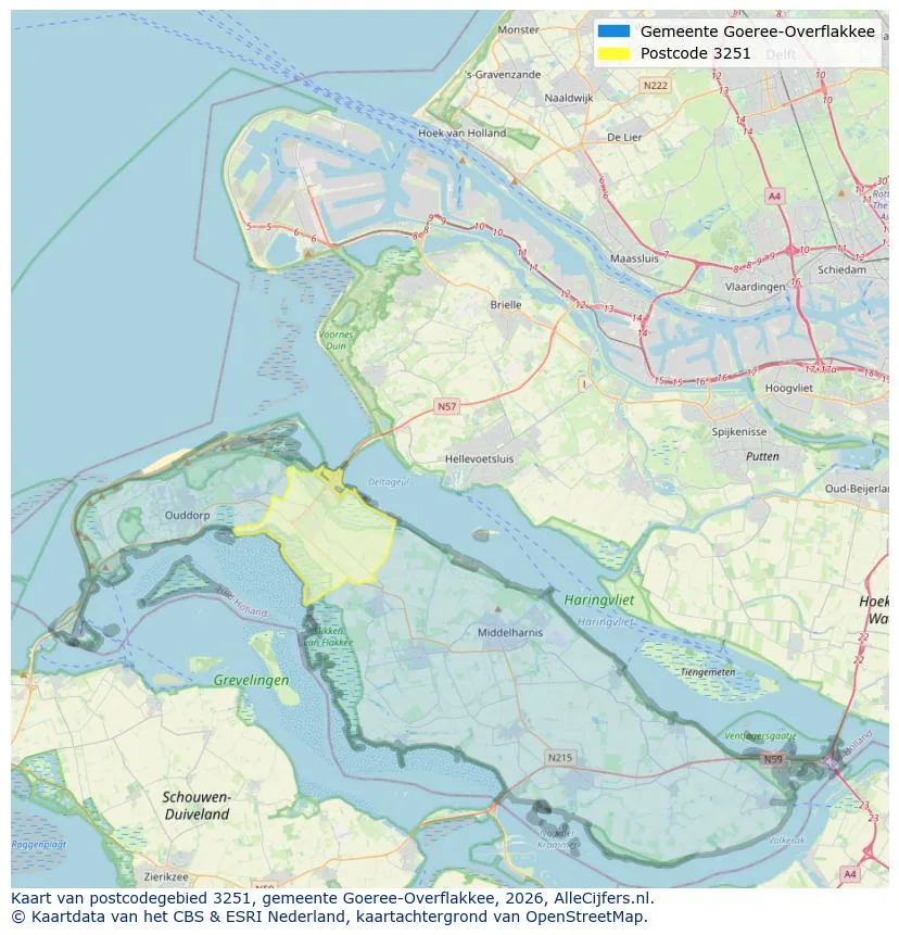 Postcodekaart voor 3251